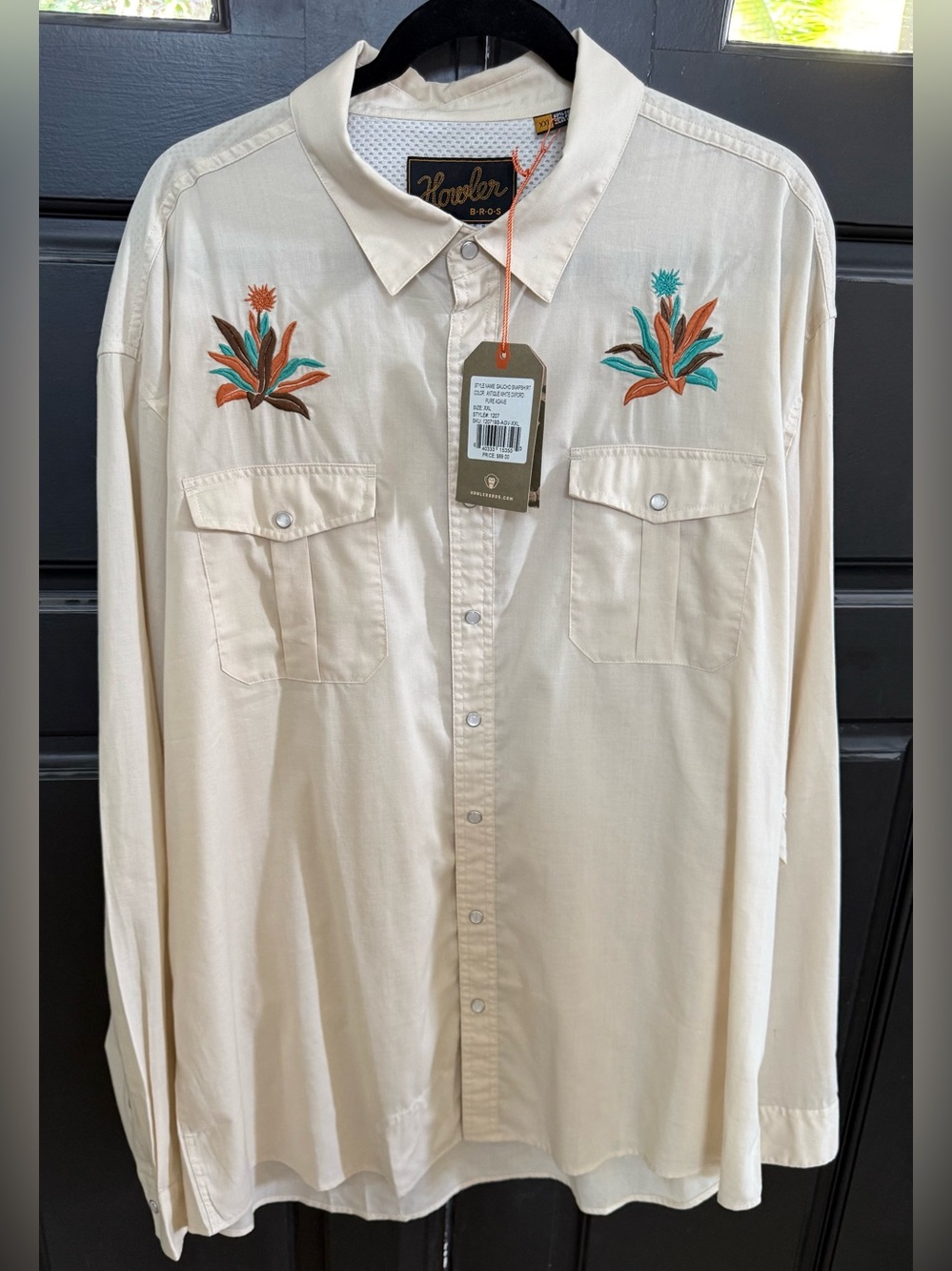 Howler Brothers Gaucho Snapshirt XXL Pure Agave Embroidered Pearl Snap Vented